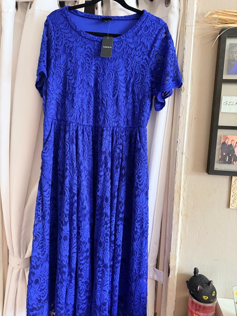 Torrid Cobalt Blue Floral Lace Midi Dress